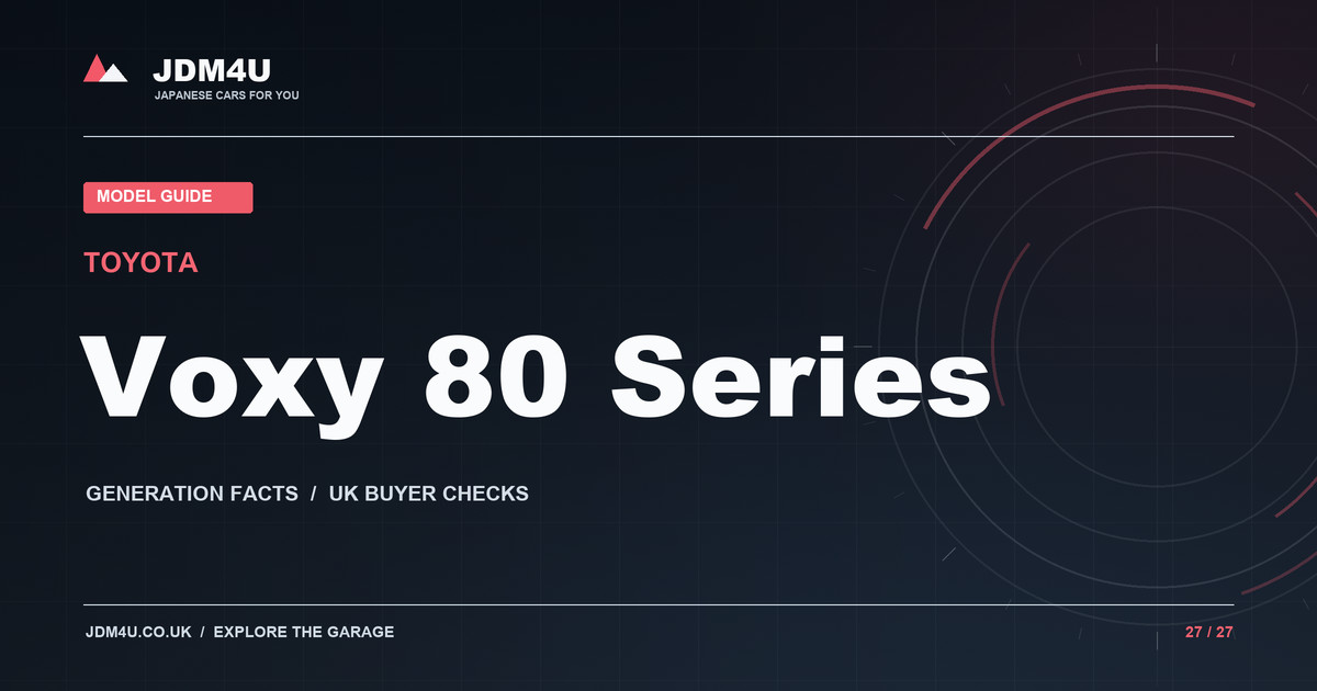 JDM4U editorial graphic for Toyota Voxy 80 Series; no vehicle is pictured
